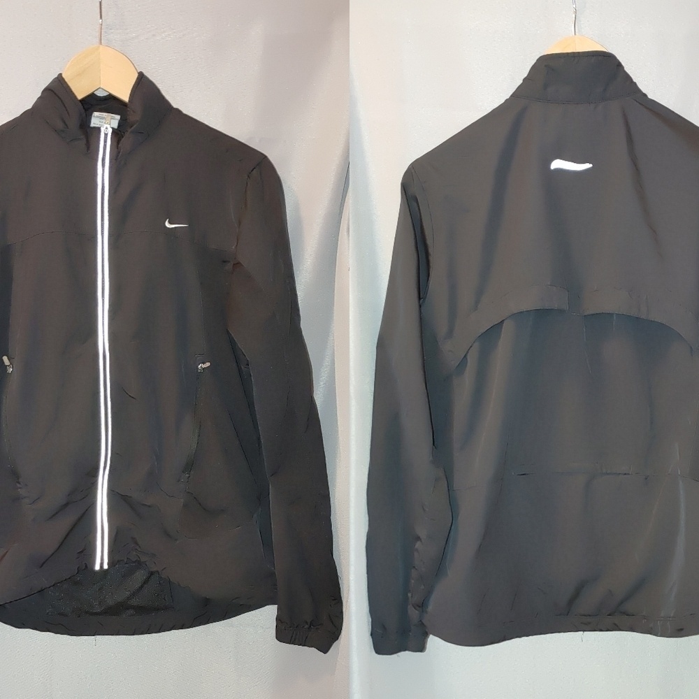 Nike Running Jacket Vintage Black Reflective Detail Medium‎ M DRI Fit